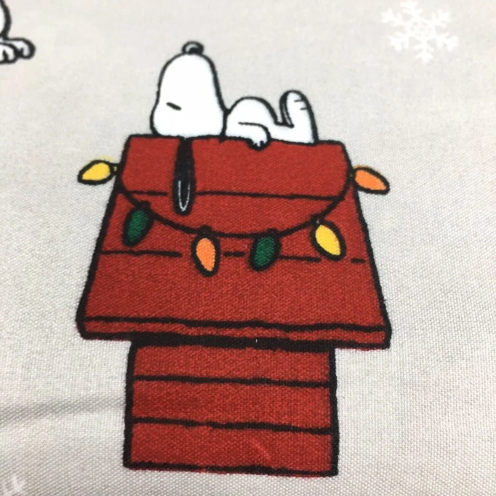4pc Berkshire Peanuts Christmas QUEEN Sheet Set Snoopy Woodstock Snowflakes Gray
